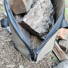 Load image into Gallery viewer, Zippered canvas heavy duty firewood bag.