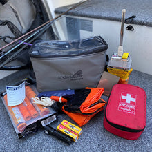 Load image into Gallery viewer, Canvas clear top bag. Perfect for boat safety items.
