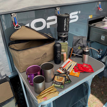 Load image into Gallery viewer, Coffee kit bag for camping. Australian made canvas with zip closure.
