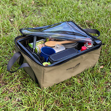 Load image into Gallery viewer, Australian made canvas clear top bag with collapsible crate