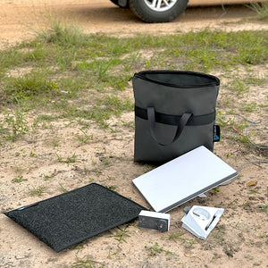 starlink mini bag on ground showing all components