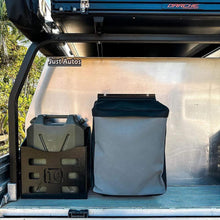 Load image into Gallery viewer, Sailk track mounted canvas bin bag attached to a vehicle canopy