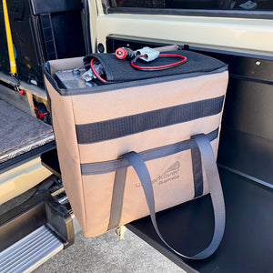 12v oven stored inside canvas bag