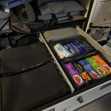 Load image into Gallery viewer, canvas and clear top bags in a drawer 