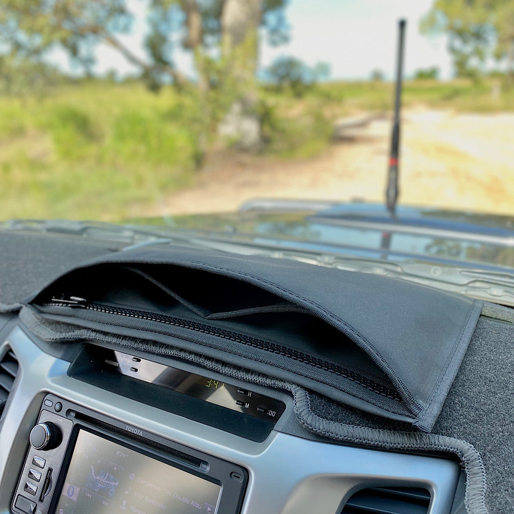 Black dash bag in Toyota Hilux