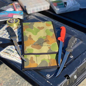 Canvas 3 Slot Knife Roll with knives