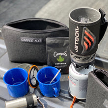 Load image into Gallery viewer, making coffee on back of ute with Jetboil and Underkover bags 