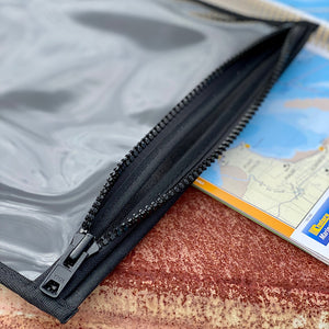 YKK zip open map pouch on map