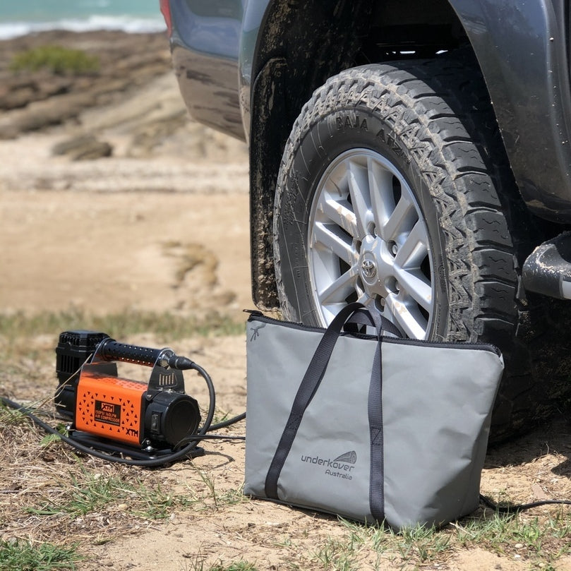 compressor bag net to car wheel