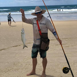 Bag on Shoulder with fish caught