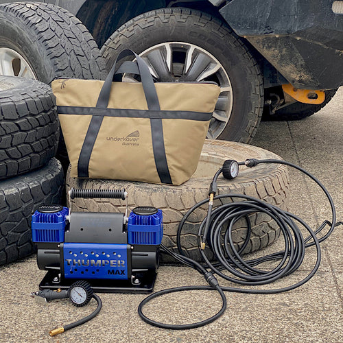 Canvas dual air compressor bag.