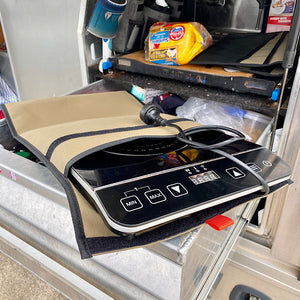 Induction cooktop carry bag for camping and caravan.