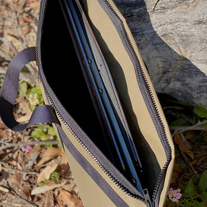 Fire pit inside canvas storage bag