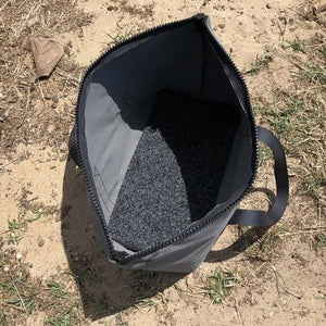 open bag showing carpet base